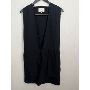 3.1 Phillip Lim Black Wool Sleeveless V Neck Midi Dress Quiet Luxury Minimalist